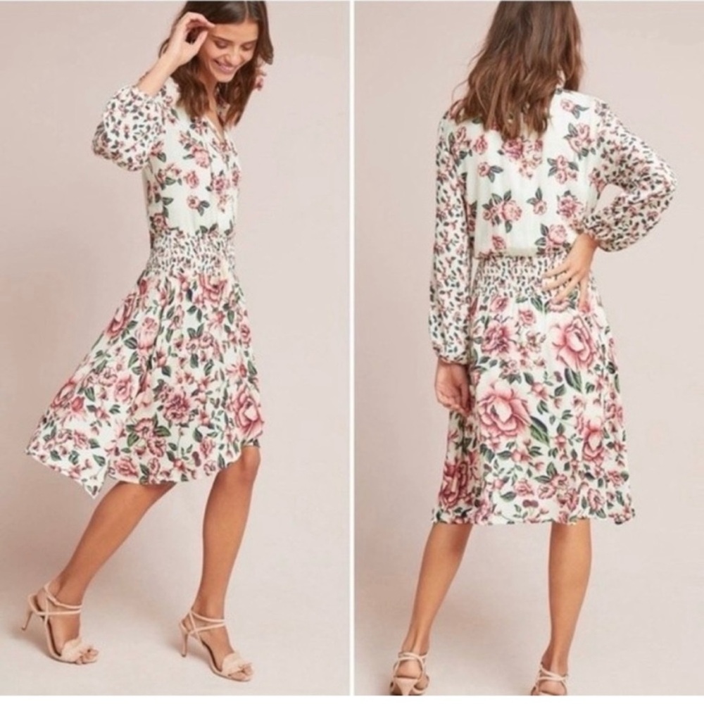 FARM RIO x Anthropologie Floral Smocked Dress, XSP